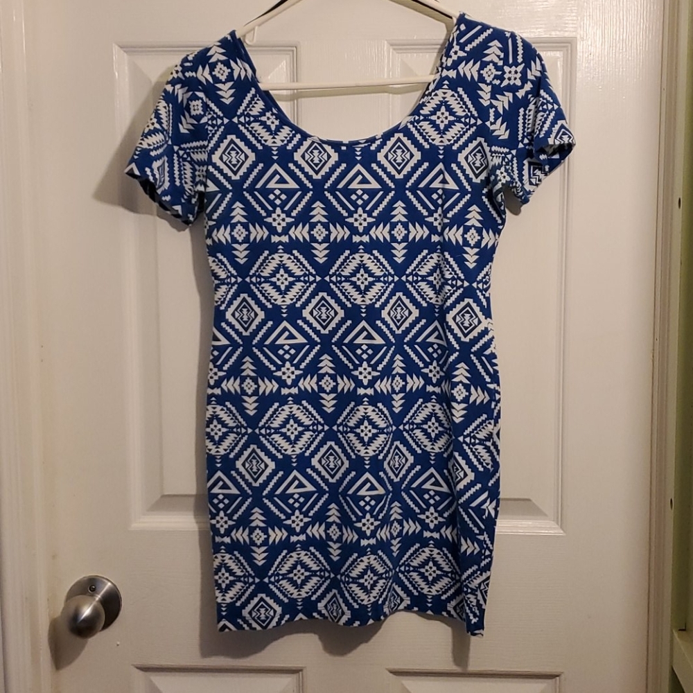 Blue and white dress